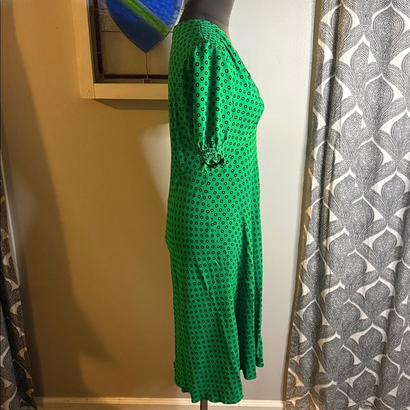 Diane Von Furstenberg Kelly Green Polka Dot Midi Dress SZ 10 - Picture 7 of 9